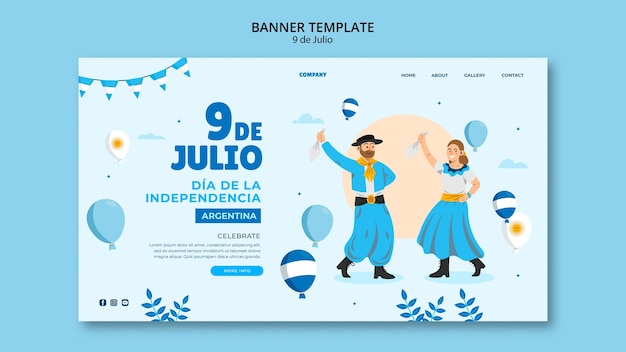 無料PSD アルゼンチン独立記念日のランディング ページ