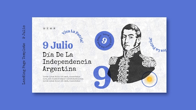 PSD gratuito pagina di destinazione del giorno dell'indipendenza dell'argentina