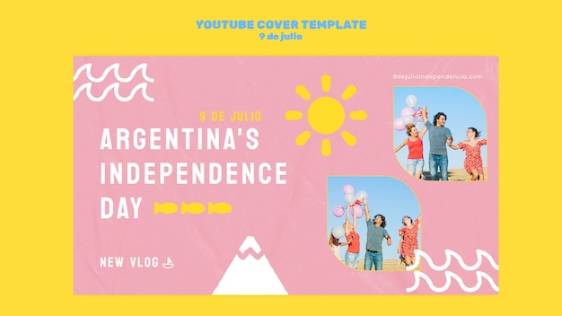 PSD gratuito copertina youtube del giorno dell'indipendenza argentina