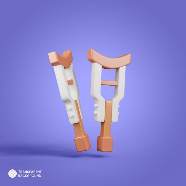 Free PSD arm crutch icon isolated 3d render illustration