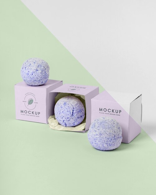 Download Free PSD | High angle bath bomb box mock-up