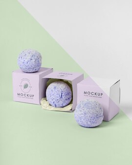 Download Free PSD | High angle bath bomb box mock-up