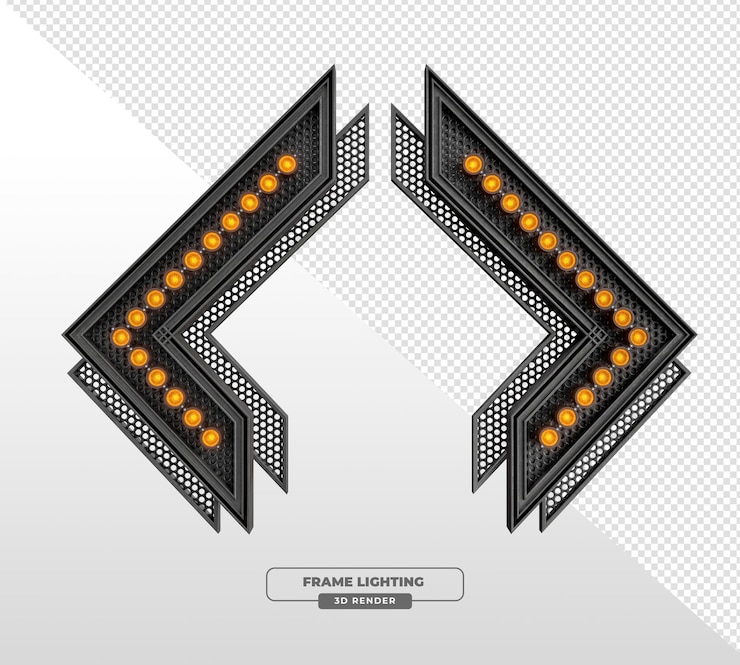 मुफ़्त PSD arrowshaped led lighting frames for stage design 3d render