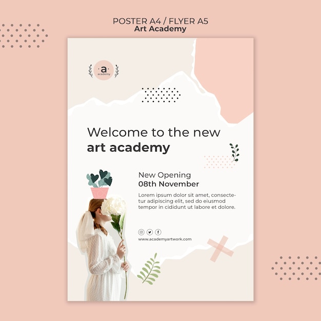 Free PSD art academy poster template