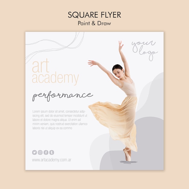 Art academy square flyer design