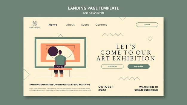 無料PSD アートとクラフトのランディングページのテンプレートデザイン