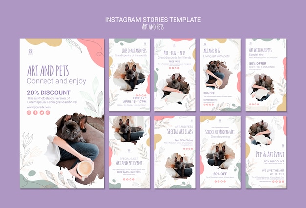 無料PSD アートとペットのinstagramストーリーテンプレート