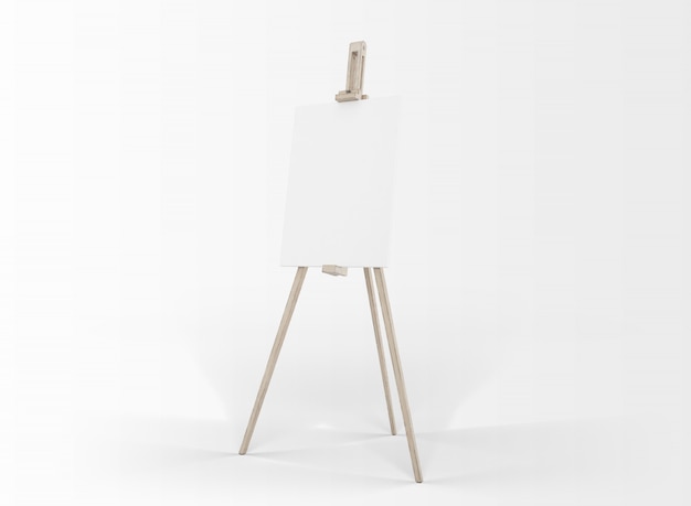 art canvas in an easel isolated on white