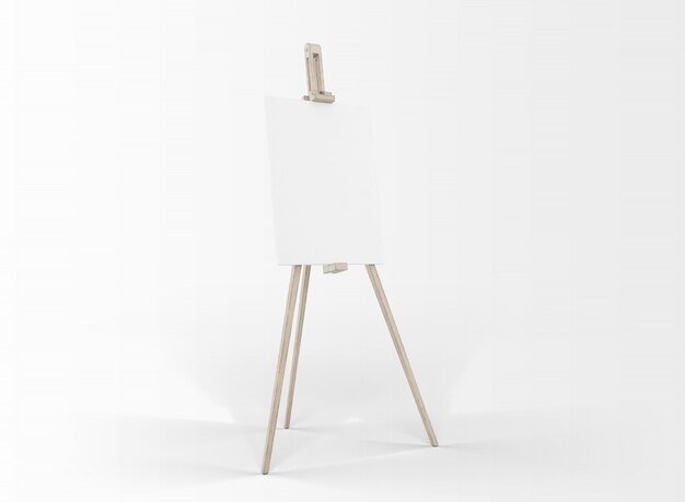 art canvas in an easel isolated on white