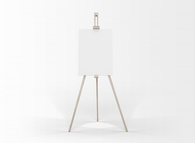 art canvas in an easel isolated on white