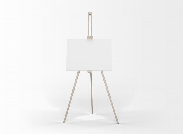 art canvas in an easel isolated on white