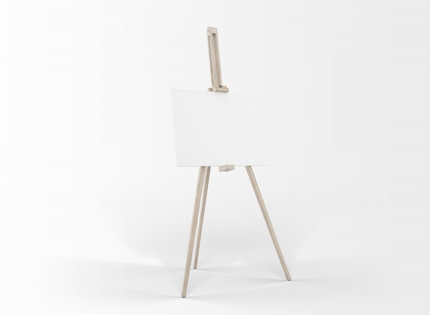 art canvas in an easel isolated on white