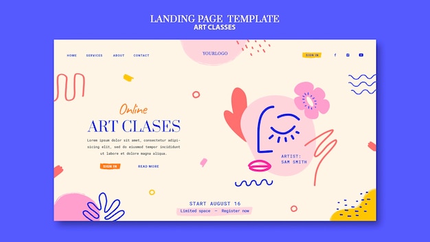 Art classes landing page template