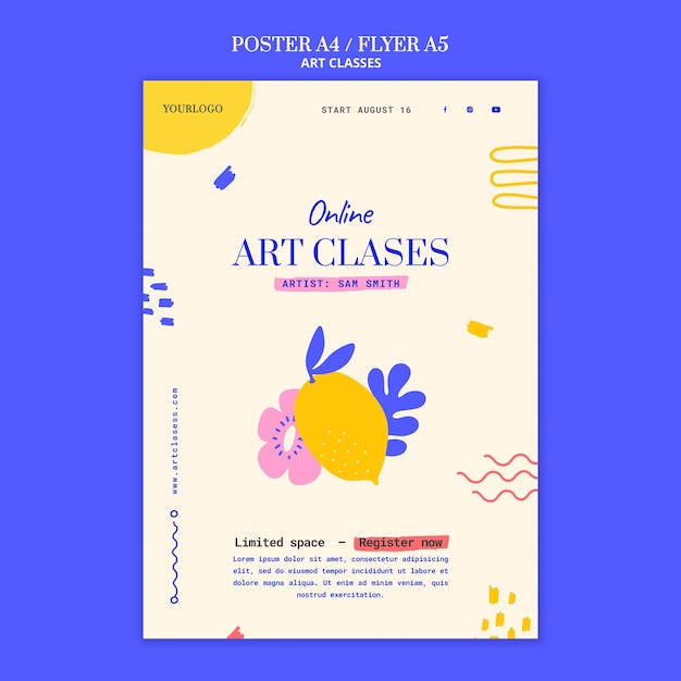 Free PSD art classes poster template