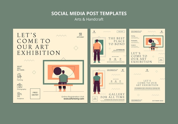 Art and craft instagram posts template design