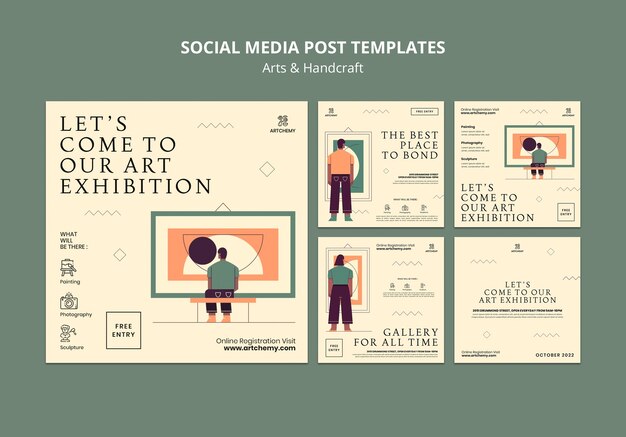 Art and craft instagram posts template design