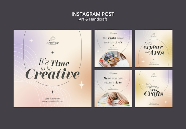 Design del modello di post instagram di arte e artigianato