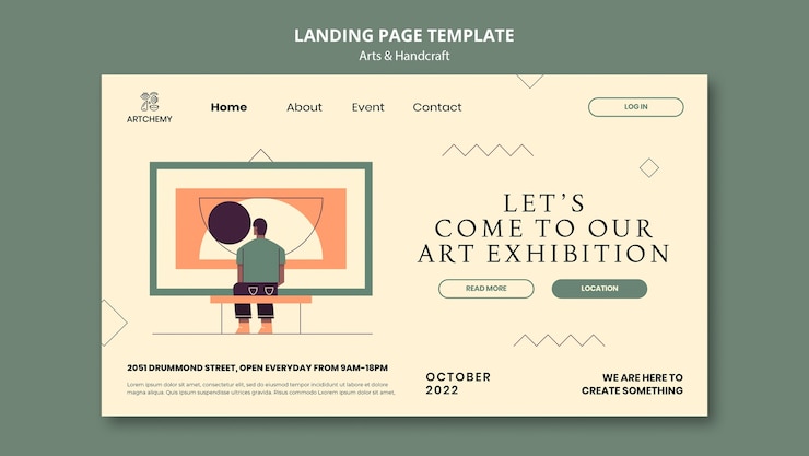 Free PSD art and craft landing page template design