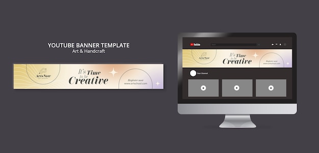 Free PSD art and craft youtube channel art template design