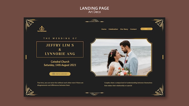 Art deco landing page design template