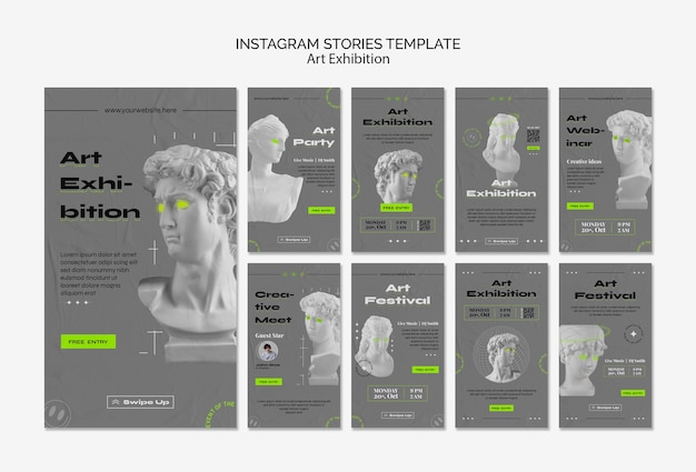 PSD gratuito storie di instagram del busto della mostra d'arte