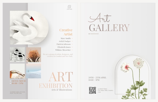 Free PSD art exhibition flyer templates psd editable design in simple theme