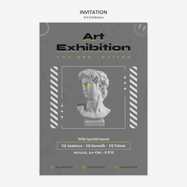 Free PSD art exhibition invitation template