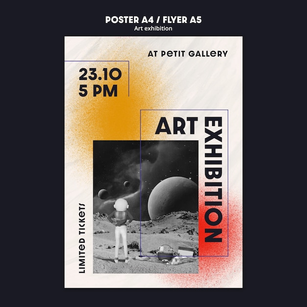 PSD gratuito modello di poster verticale per galleria d'arte e mostra