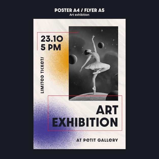 PSD gratuito modello di poster verticale per galleria d'arte e mostra