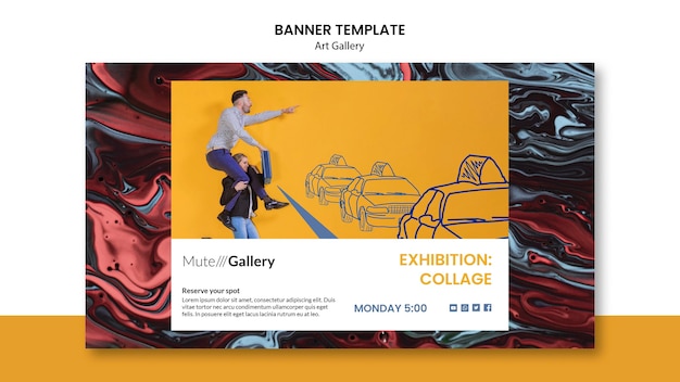 Modello di banner orizzontale galleria d'arte