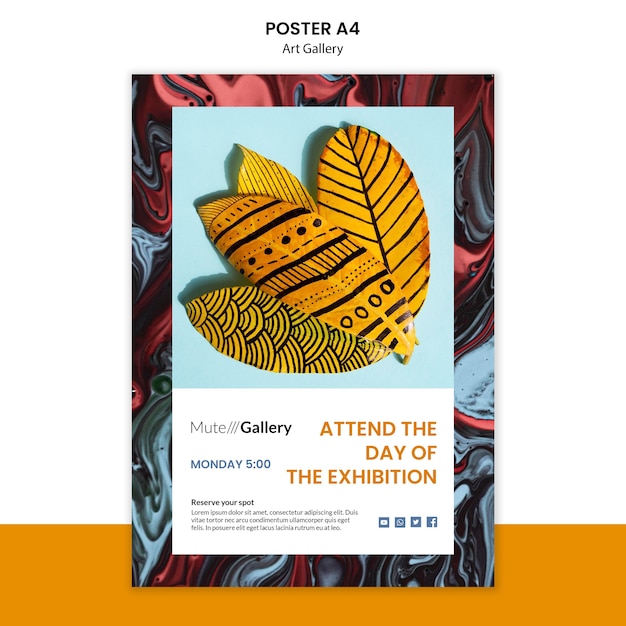 Free PSD art gallery poster template design