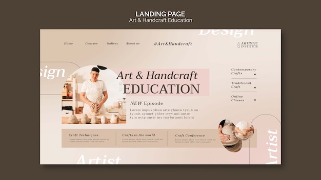 Free PSD art and handcraft education landing page