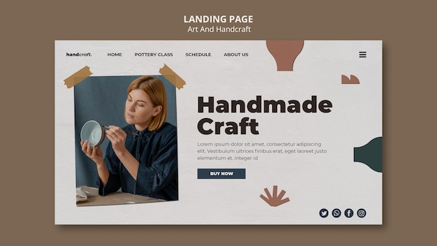 Free PSD art and handcraft landing page template