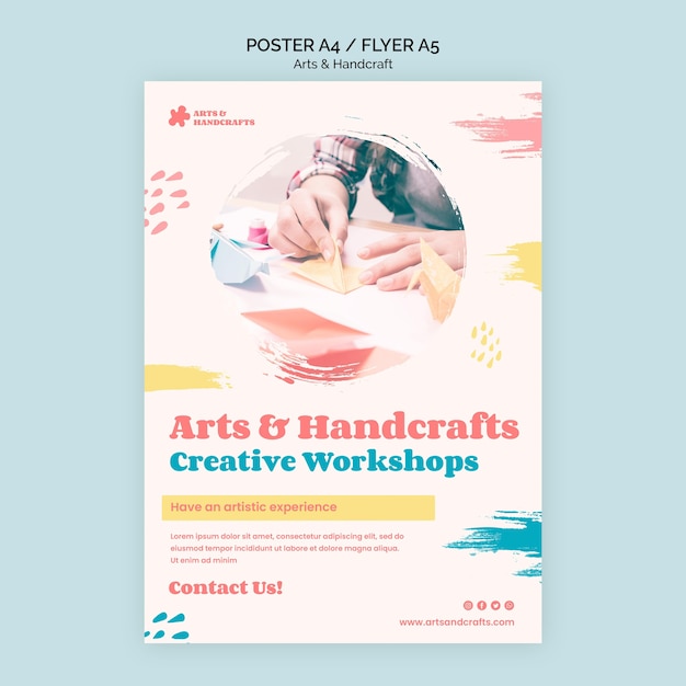 PSD gratuito modello di poster di arte e artigianato