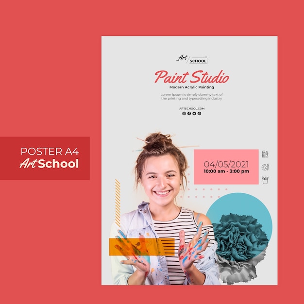 Free PSD art school flyer template