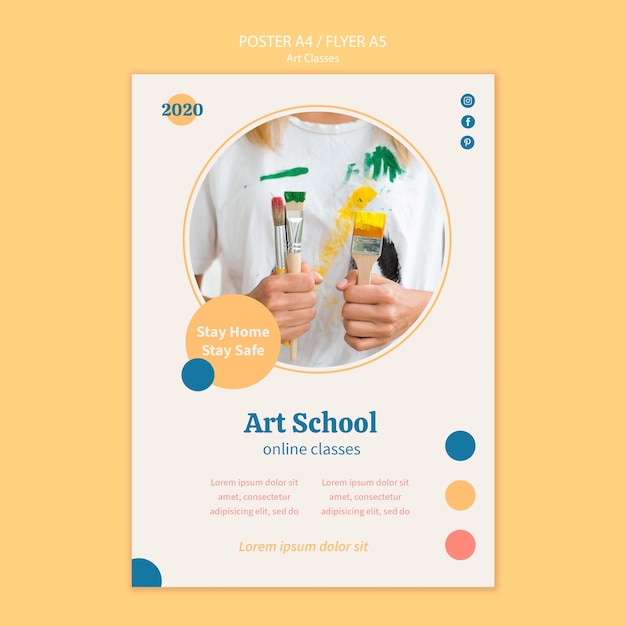 PSD gratuito modello di poster della scuola d'arte