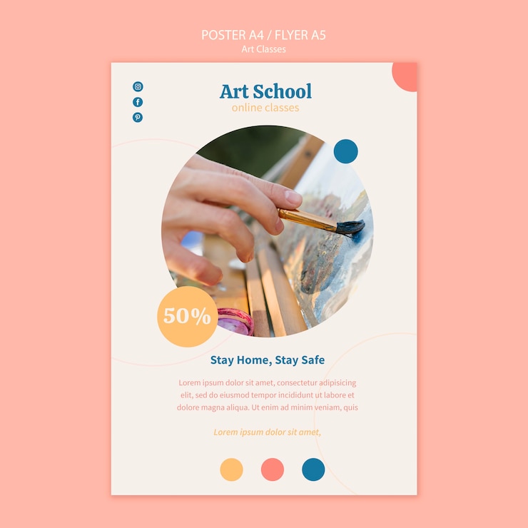 Free PSD art school poster template