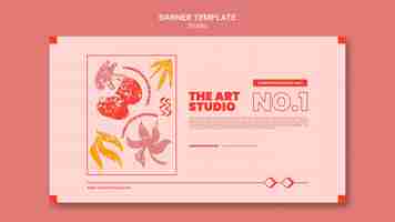 Free PSD the art studio banner template