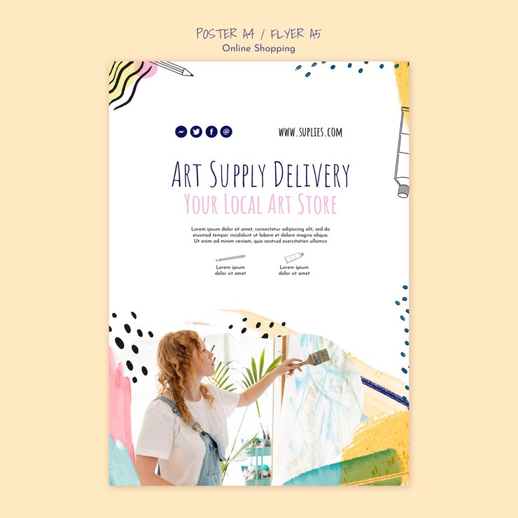 Free PSD art supply online delivery poster template