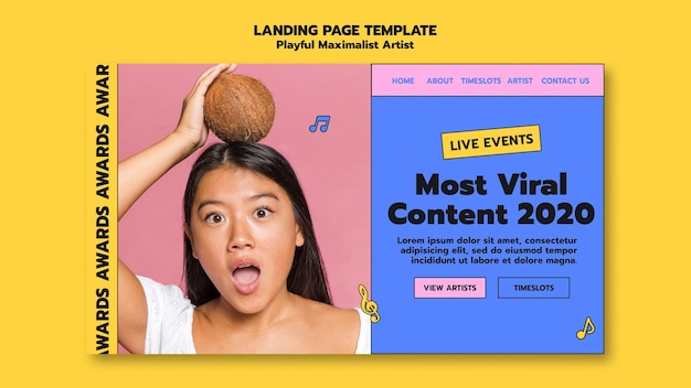 Free PSD artist awards landing page template