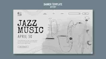 Free PSD artistic jazz day banner template