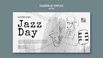 Free PSD artistic jazz day facebook ad template