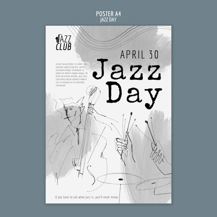 Free PSD artistic jazz day poster template