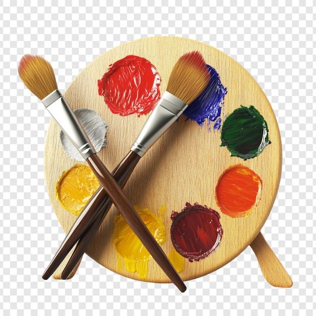 Artistic Paintbrushes Crossed on Colorful Palette Ready to Create