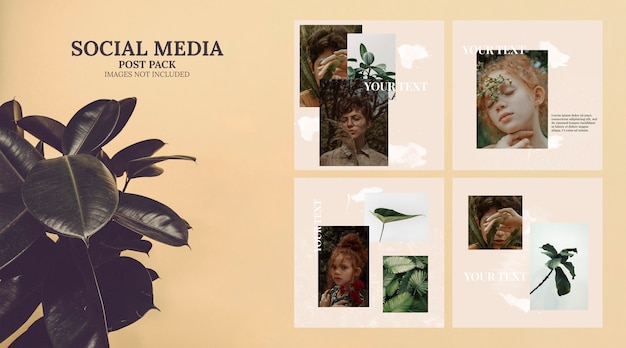 PSD gratuito post pack modello di social media artistico