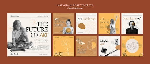 無料PSD アートとハンドクラフトのインスタグラム投稿
