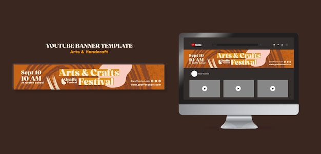 無料PSD アートとハンドクラフト youtube バナー