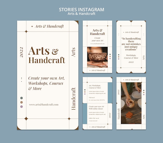 PSD gratuito design del modello di storie di instagram di arti e mestieri