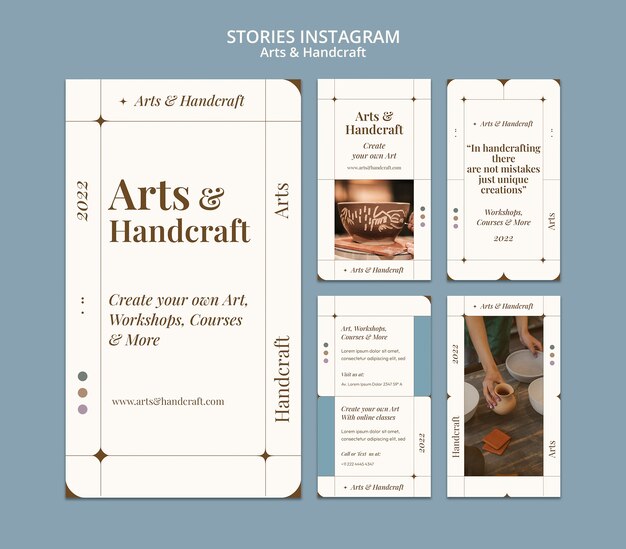 Arts and crafts instagram stories template design