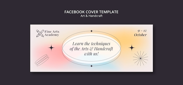Arts and crafts social media cover template for kids with gradient colors
